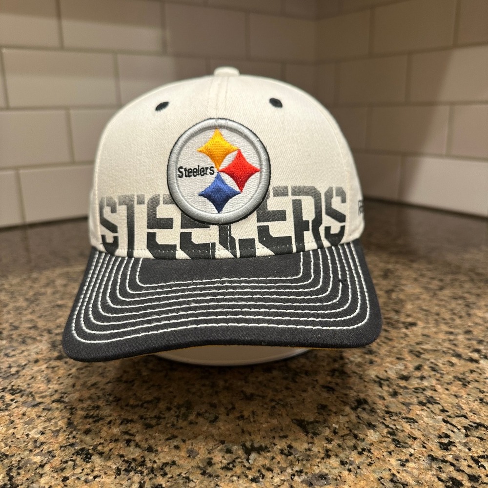 Pittsburgh Steelers NFL Hat Reebok S/M White Black Vintage Equipment